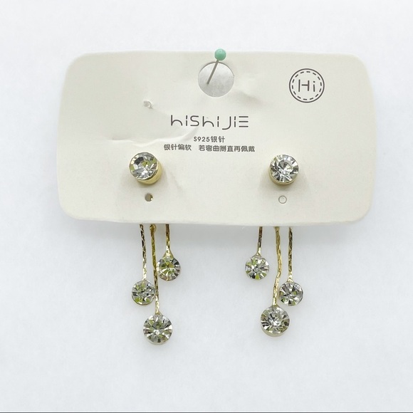 Hishijie Jewelry - Rhinestone dangle back earrings